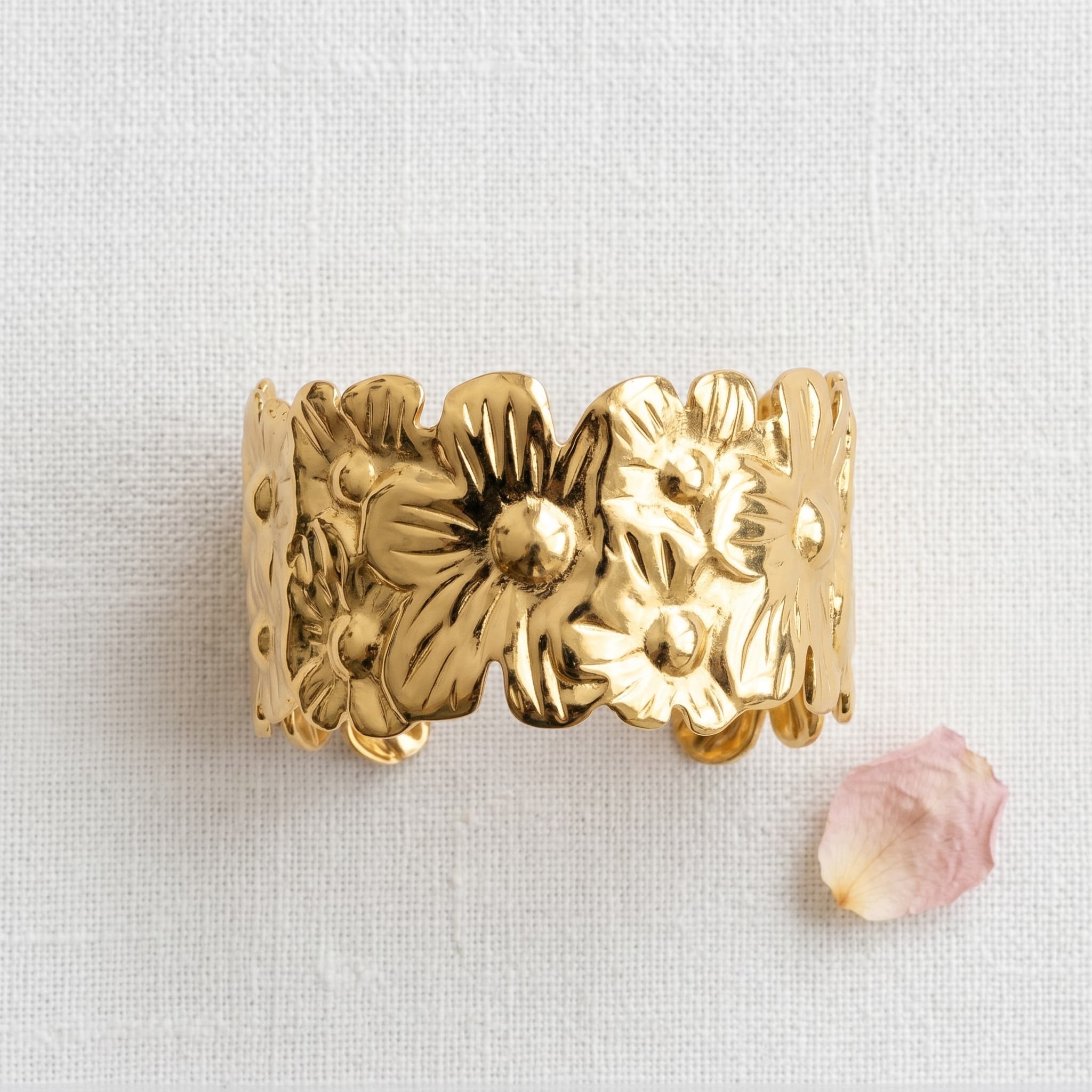 golden daisy cuff bracelet