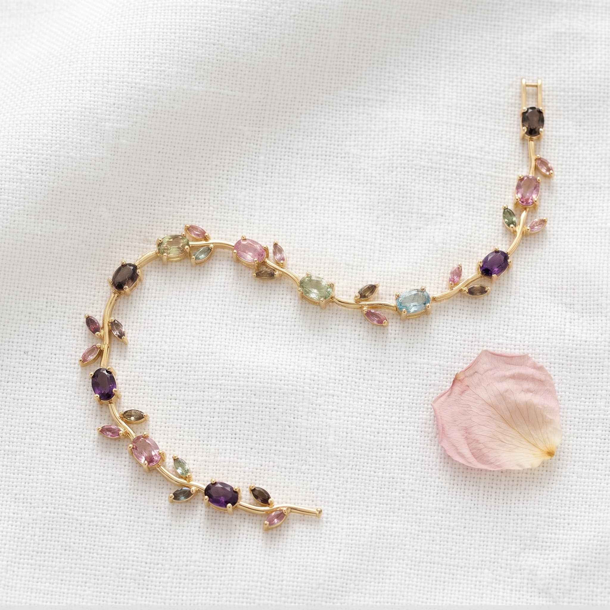 dainty vine multi stone bracelet