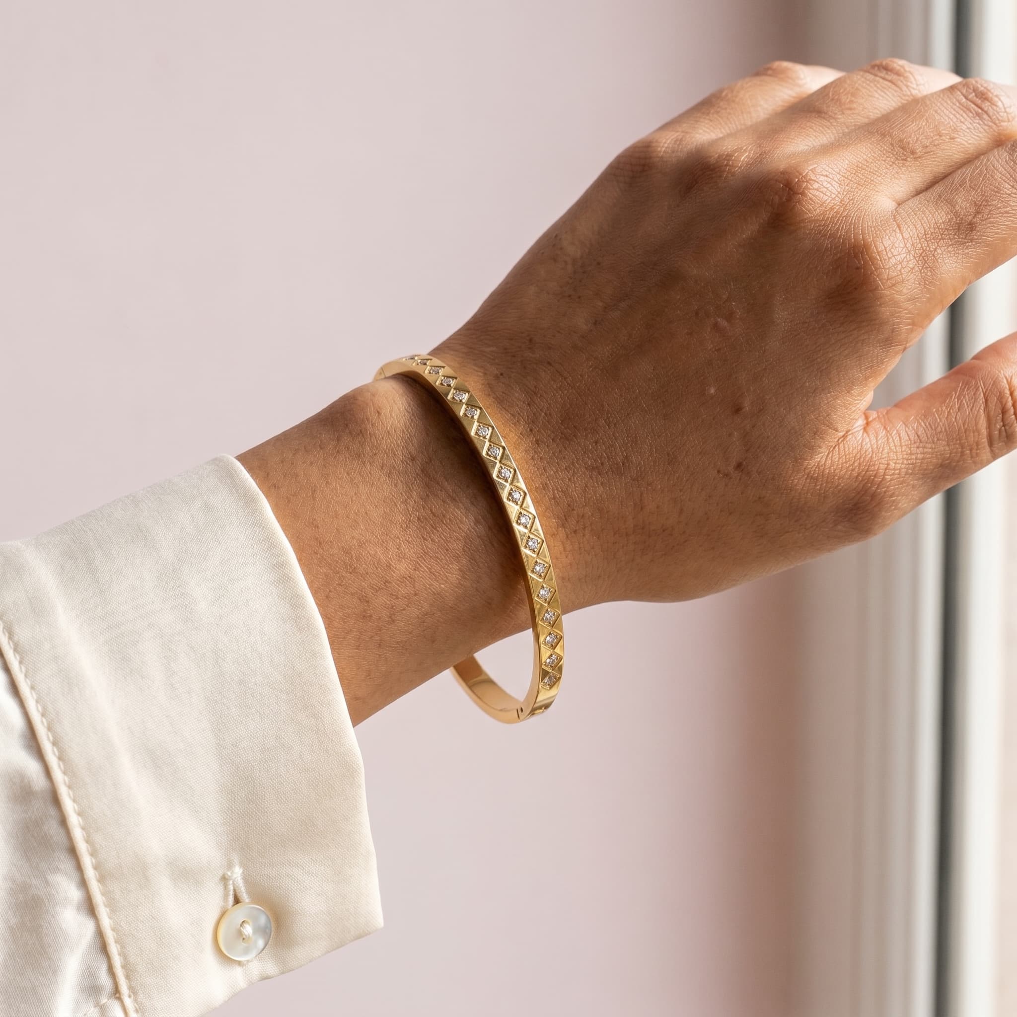 diamond dust hinged bracelet
