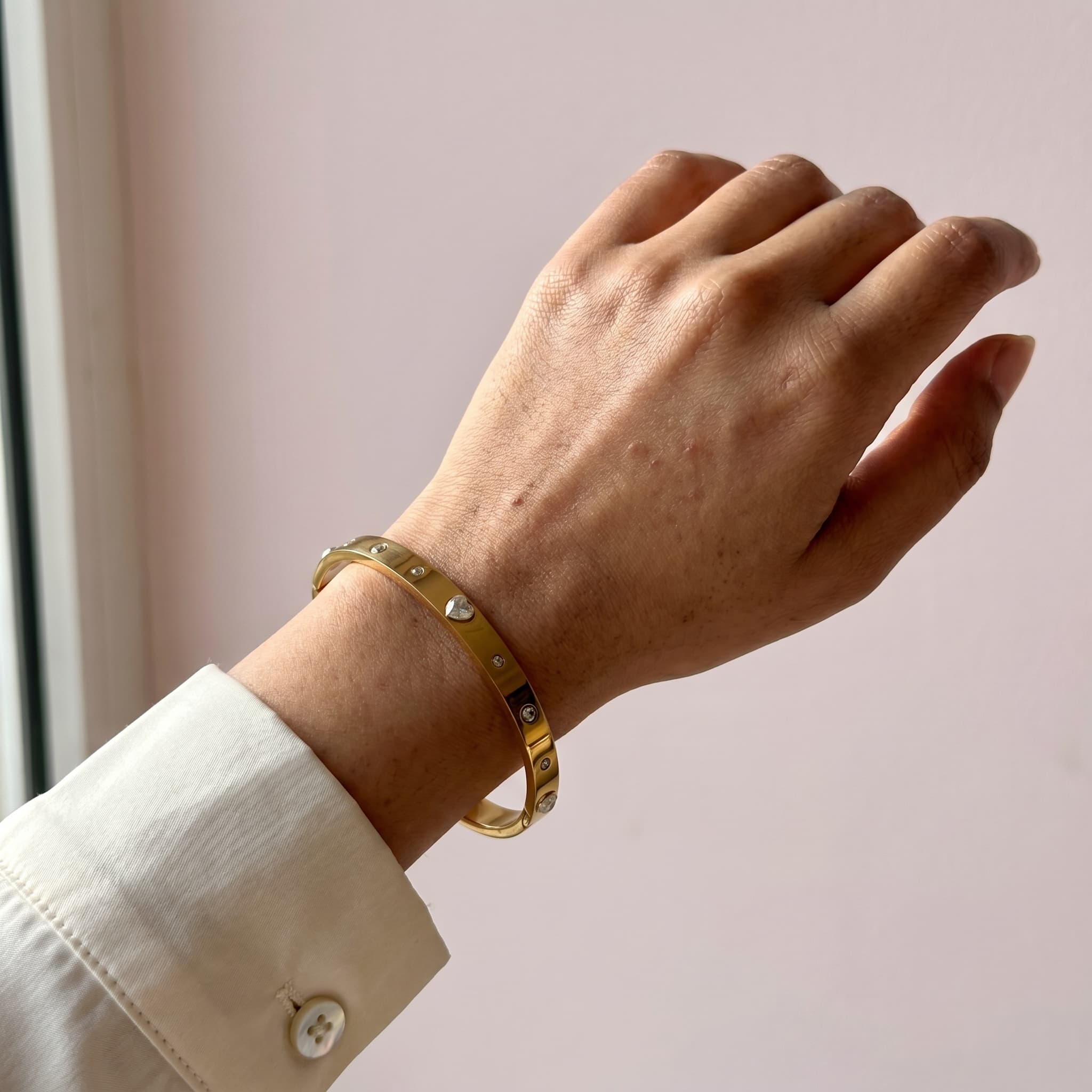 tiny heart stone bangle