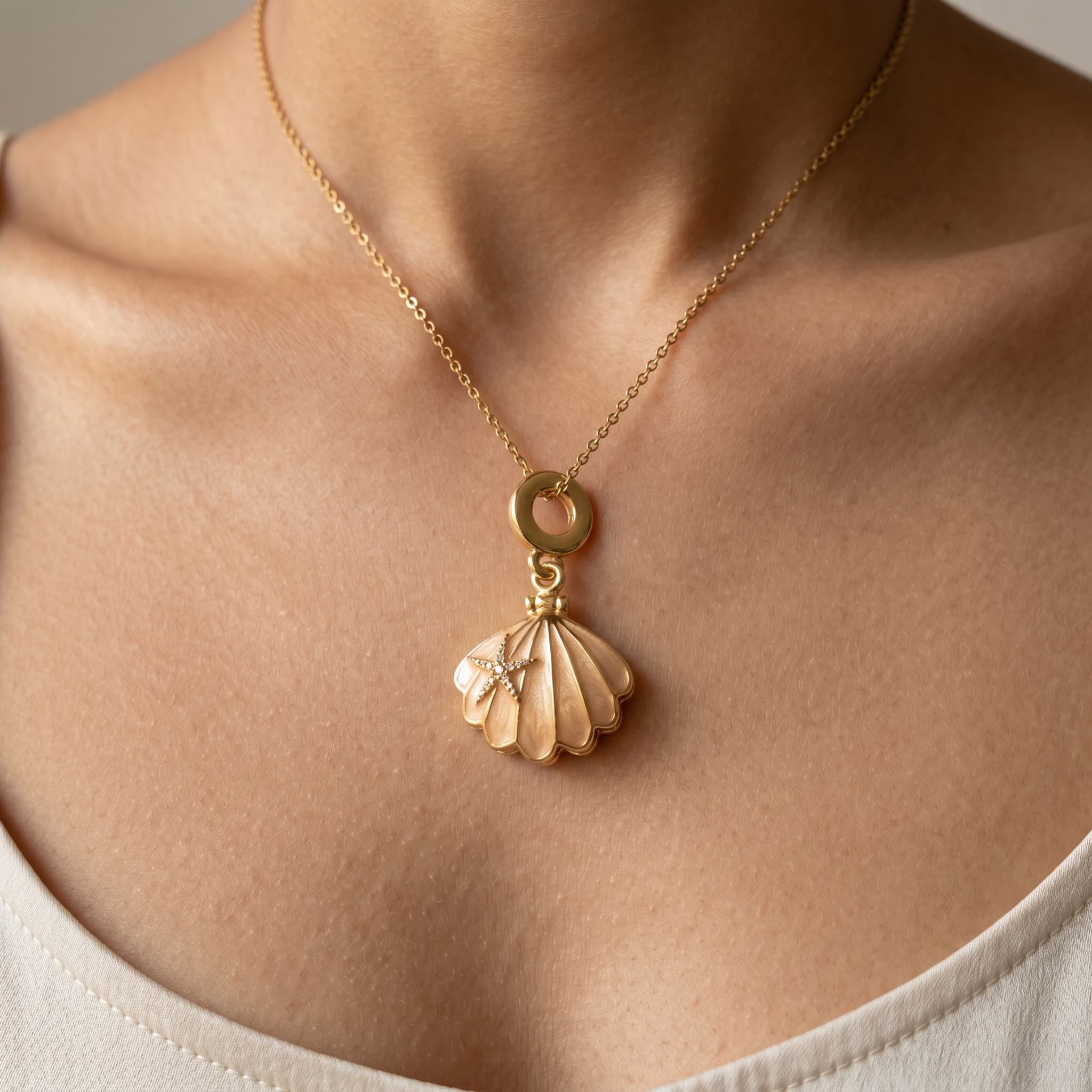 golden seashell pendant