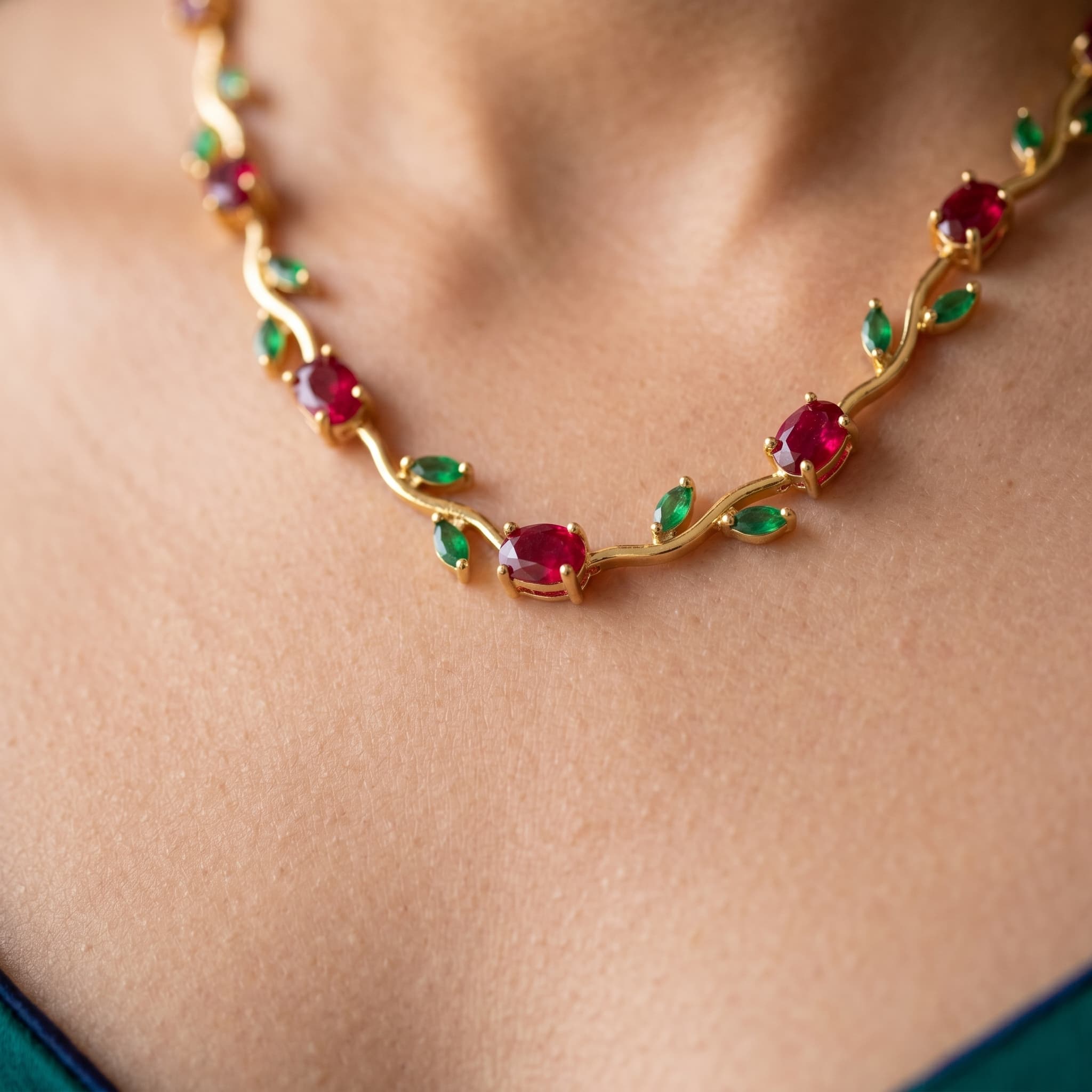 ruby and emerald vine necklace