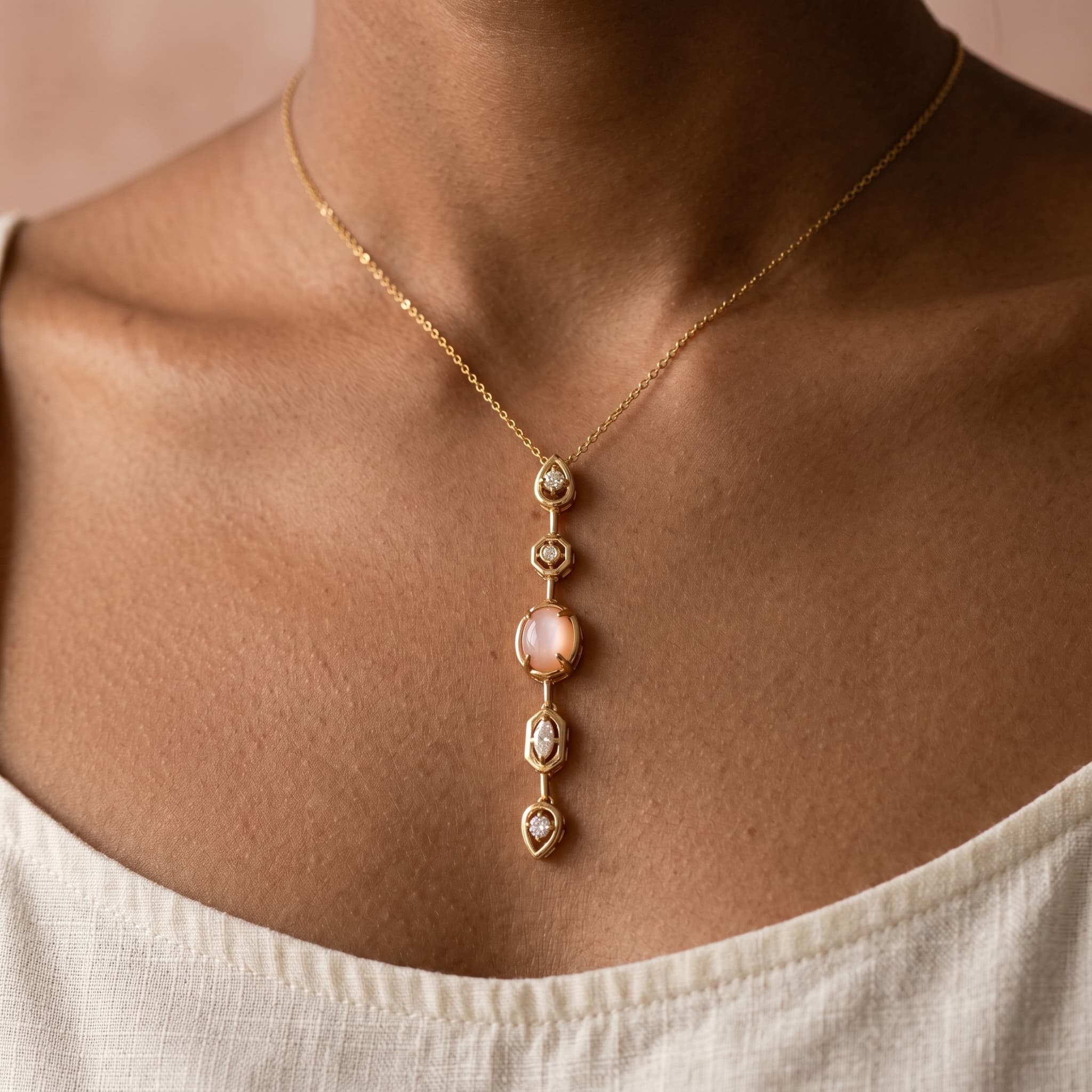 soft peach drop pendant
