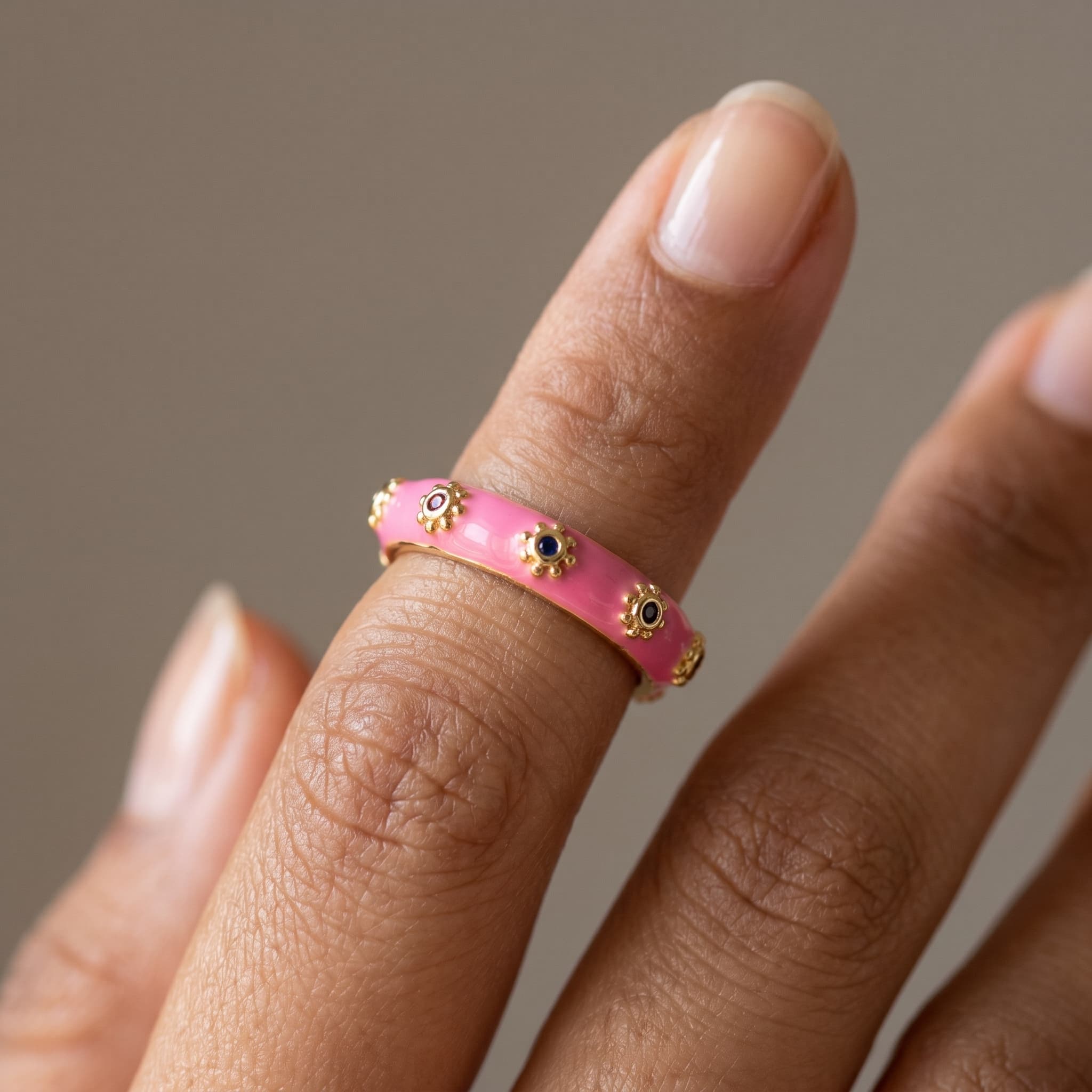 pink enamel pop ring
