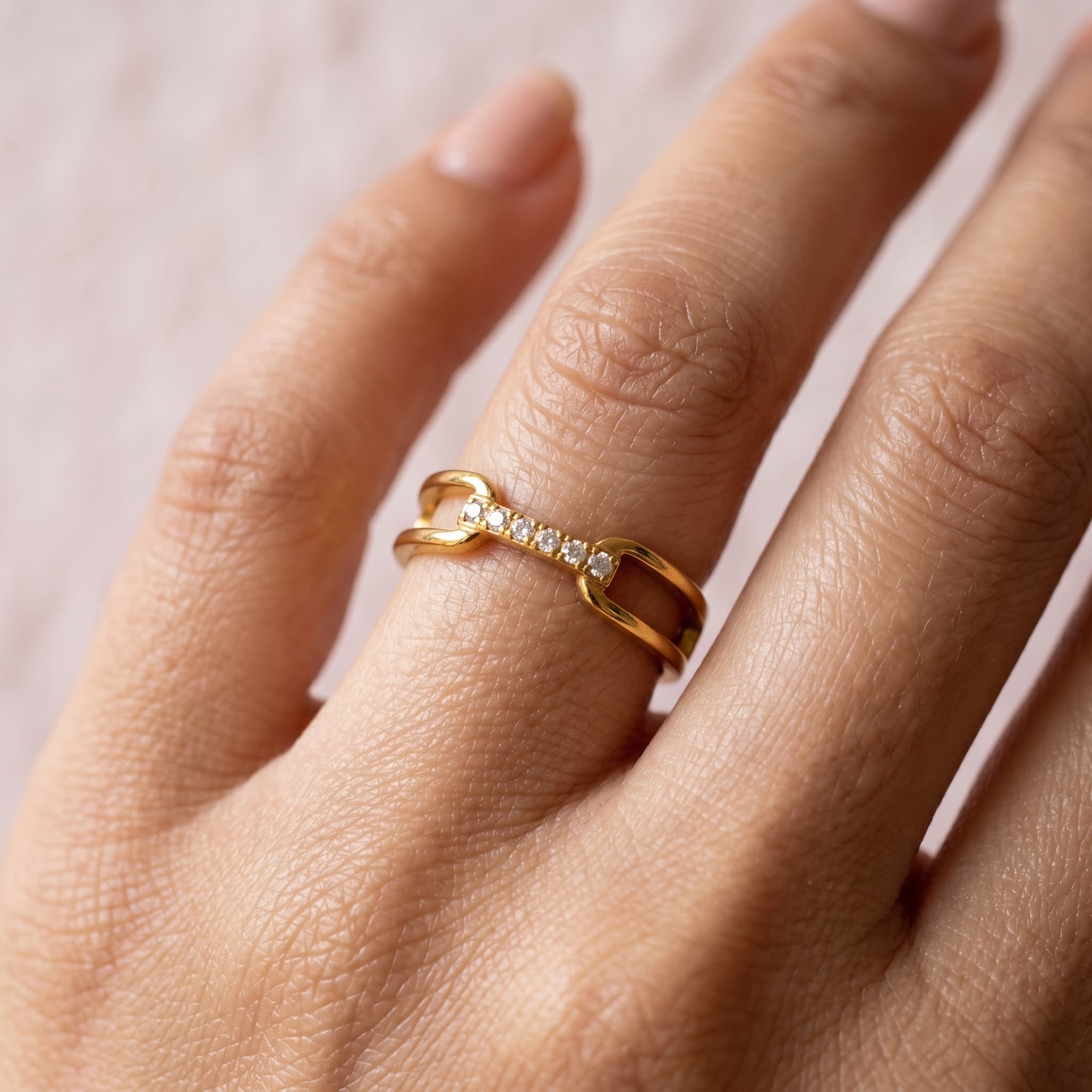dainty gold bridge ring