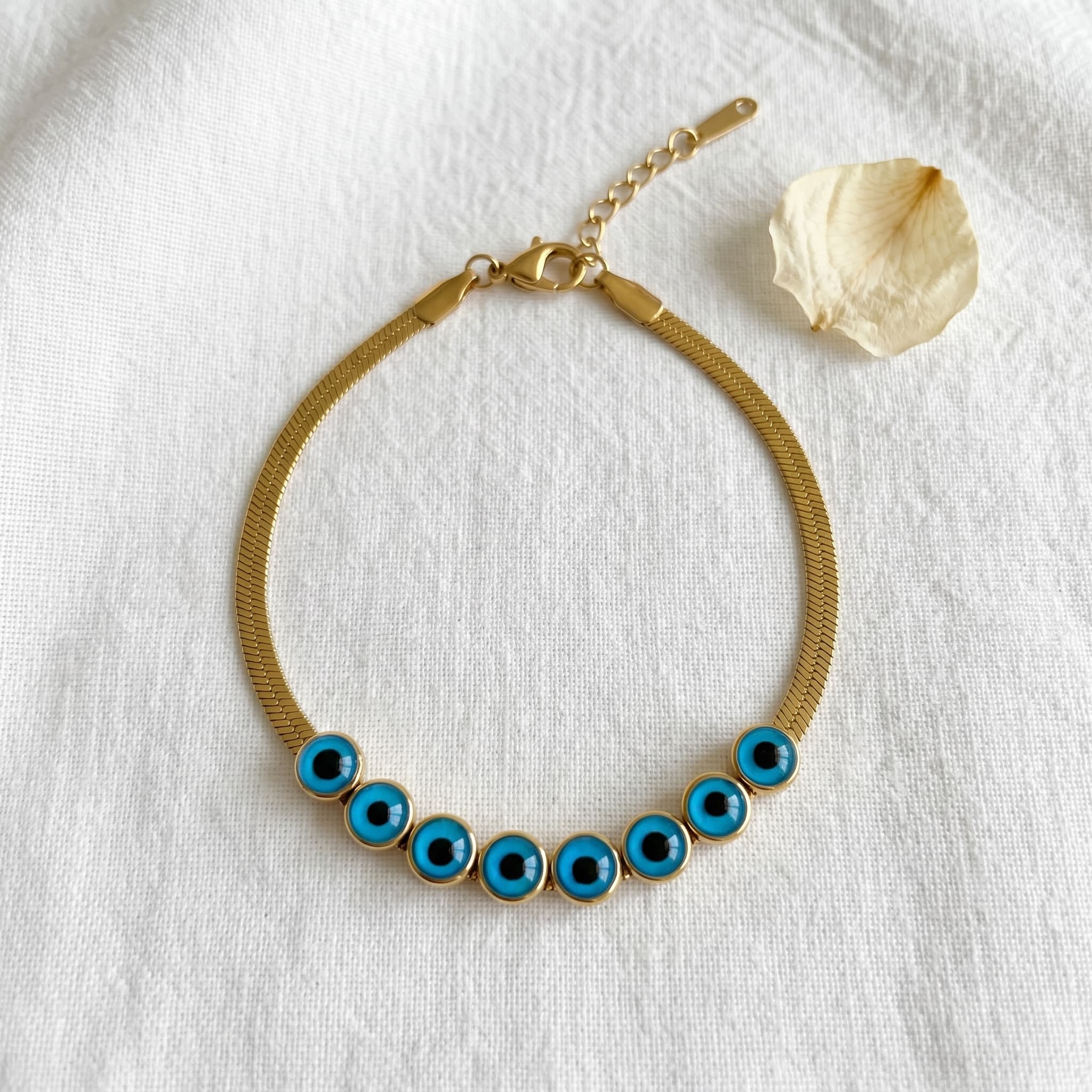 blue eye gold chain bracelet